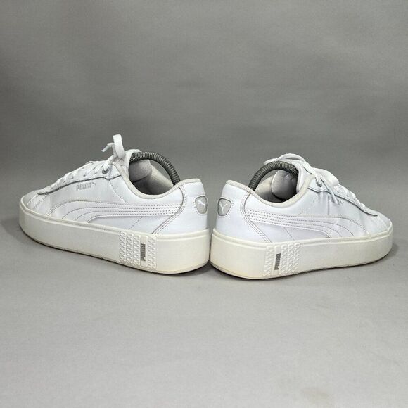 Puma Women's Size 10 Smash‎ Platform v2 White Leather Sneakers - Picture 6 of 11